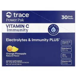 Trace, Power Pak, витамин C для укрепления иммунитета, апельсин и ананас, 30 стик-пакетов по 6,2 г (0,22 унции)