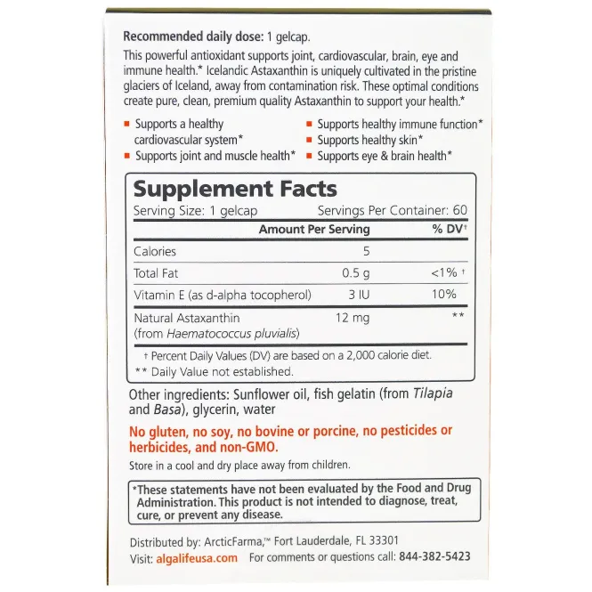 Algalife, Icelandic Astaxanthin, 12mg, 60 Gelcaps