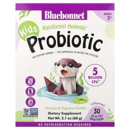Bluebonnet Nutrition, Kids, пробиотик, для детей от 2 лет, без вкусовых добавок, 30 пакетиков по 2 г (0,07 унции)