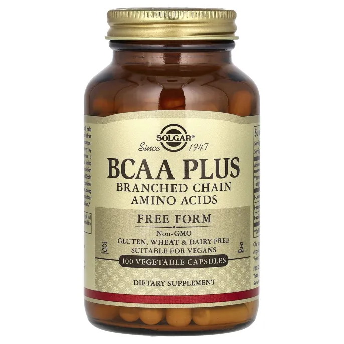 Solgar, BCAA Plus, в свободной форме, 100 растительных капсул
