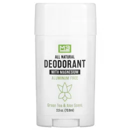 M3 Naturals, Натуральный дезодорант, зеленый чай и алоэ, 73,9 мл (2,5 унции)