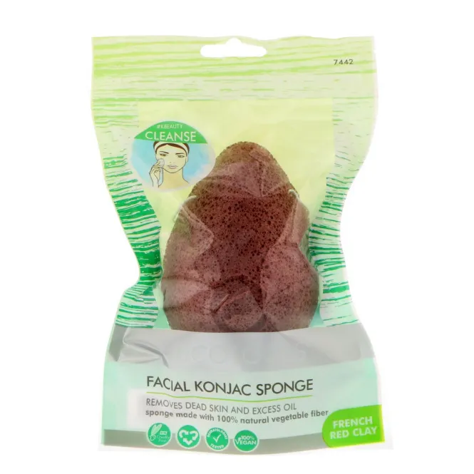 EcoTools, Спонж для лица с конджаком, красная французская глина, 1 спонж