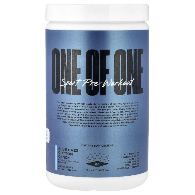 ONE OF ONE, Sport, предтренировочный комплекс, сладкая вата с голубой малиной, 502 г (17,72 унции)