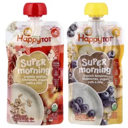 Happy Family Organics, Happy Tot®, Super Morning, смесь фруктов, йогурта и злаков, для детей от 2 лет, ассорти вкусов, 8 упаковок по 113 г (4 унции)