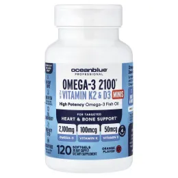 OceanBlue, Professional, Omega-3 2100® с витаминами K2 и D3, мини-капсулы, апельсин, 120 капсул