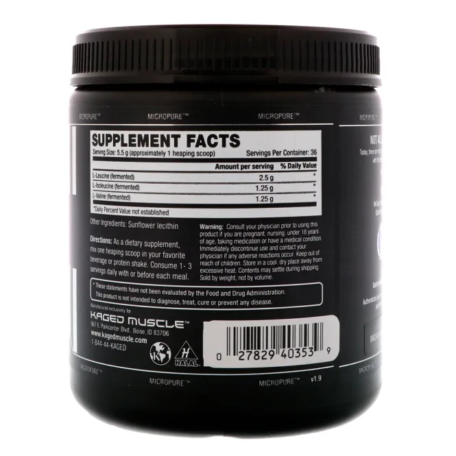 Kaged Muscle, Аминокислоты с разветвлённой цепью, без ароматизаторов, 6,4 унц. (200 г)