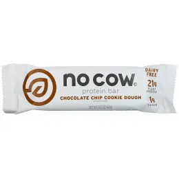 No Cow, Protein Bar,  Chocolate Chip Cookie Dough, 12 Bars, 2.12 oz (60 g) Each