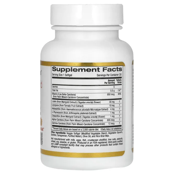 California Gold Nutrition AstaCarotenoid Complex поддерживает здоровье глаз и сердца, 30 мягких таблеток