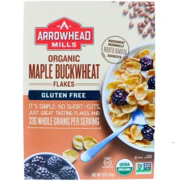 Arrowhead Mills, Органические хлопья с кленовым сиропом и гречихой, безглютеновые, 10 унций (283 г)
