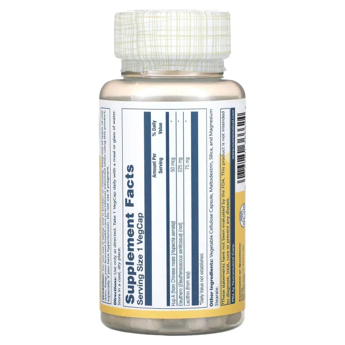 Solaray, Гуперзин А с элеутерококком, 60 капсул в растительной оболочке