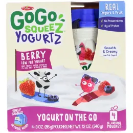 GoGo SqueeZ, YogurtZ, ягоды, 4 пакетика по 3 унц. (85 г)