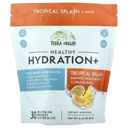 Terra Origin, Healthy Hydration+, тропический спрей, 30 пакетиков On the Go, 6,2 г (0,22 унции) каждый