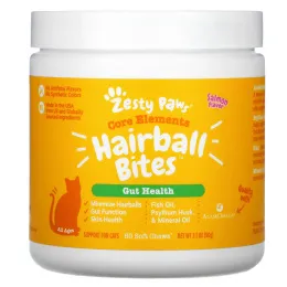 Zesty Paws, Hairball Bites, для кошек, для всех возрастов, бекон, 60 жевательных таблеток, 78 г (2,7 унции)