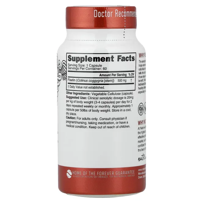 Nutri, Powerful Senolytic Fisetin, 500 mg, 60 Vegan Capsules