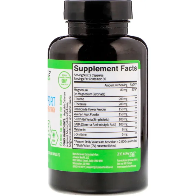 Zenwise Health, Поддержка спокойного сна с помощью мелатонина, 60 вегетарианских капсул
