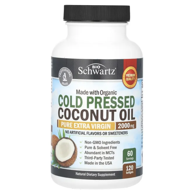 BioSchwartz, органическое кокосовое масло, 2000 мг, 120 мягких таблеток