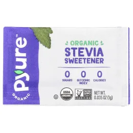 Pyure, органический подсластитель в гранулах, со вкусом стевии, 80 пакетиков по 1 г (0,035 унции)