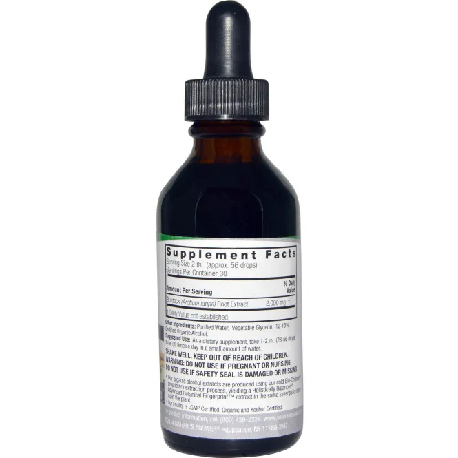 Nature's Answer, Лопух, с низким содержанием спирта, 2000 мг, 2 жидкая унция (60 мл)