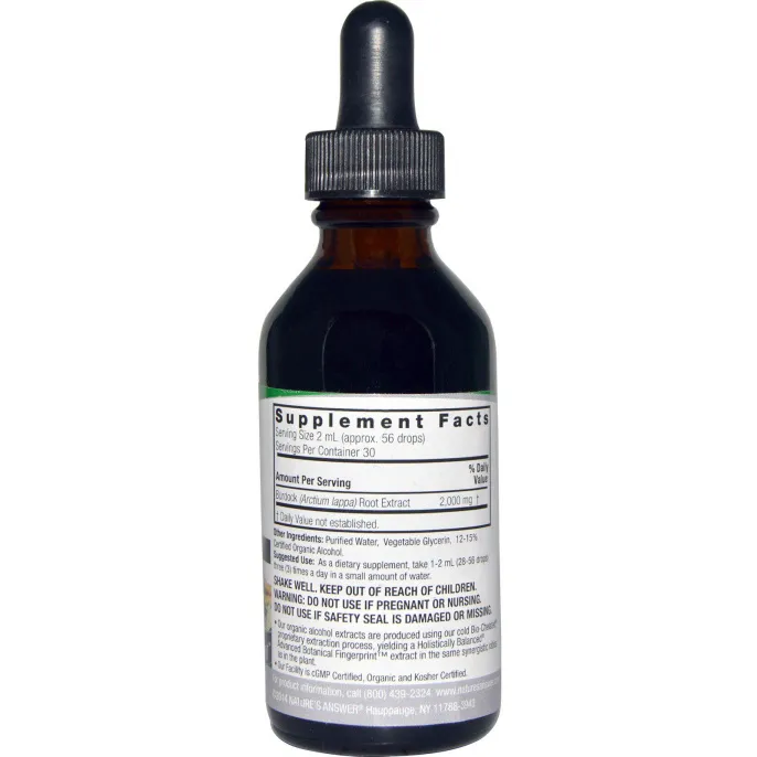 Nature's Answer, Лопух, с низким содержанием спирта, 2000 мг, 2 жидкая унция (60 мл)