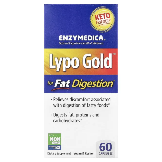 Enzymedica, Lypo Gold, для усвоения жиров, 60 капсул