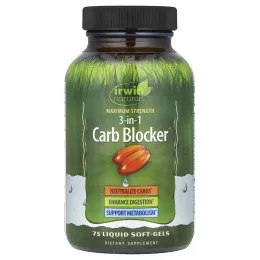 Irwin Naturals, 3-в-1 блокировщие углеводов, Maximum Strength, 75 гелевых капсул