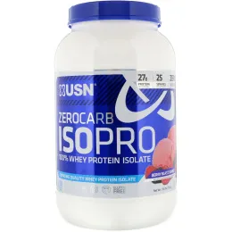 USN, Zero Carb ISOPRO, 100% Whey Protein Isolate, Berry Blast Sorbet, 1.65 lbs (750 g)