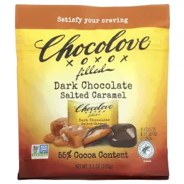Chocolove, С начинкой, темный шоколад, соленая карамель, 55% какао, 100 г (3,5 унции)