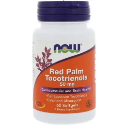 Now Foods, Токотриенолы из красной пальмы, 50 мг, 60 капсул