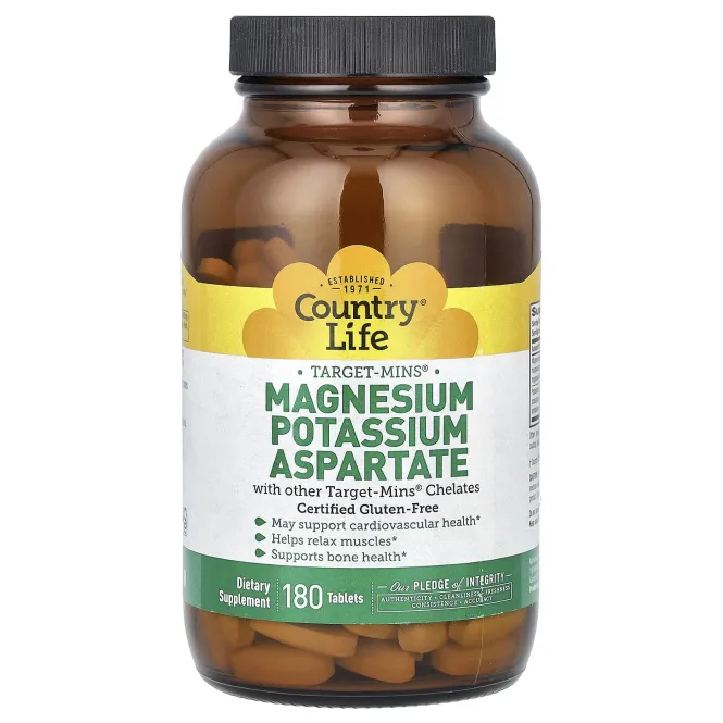 Country Life, Аспартат магния и калия, 180 таблеток
