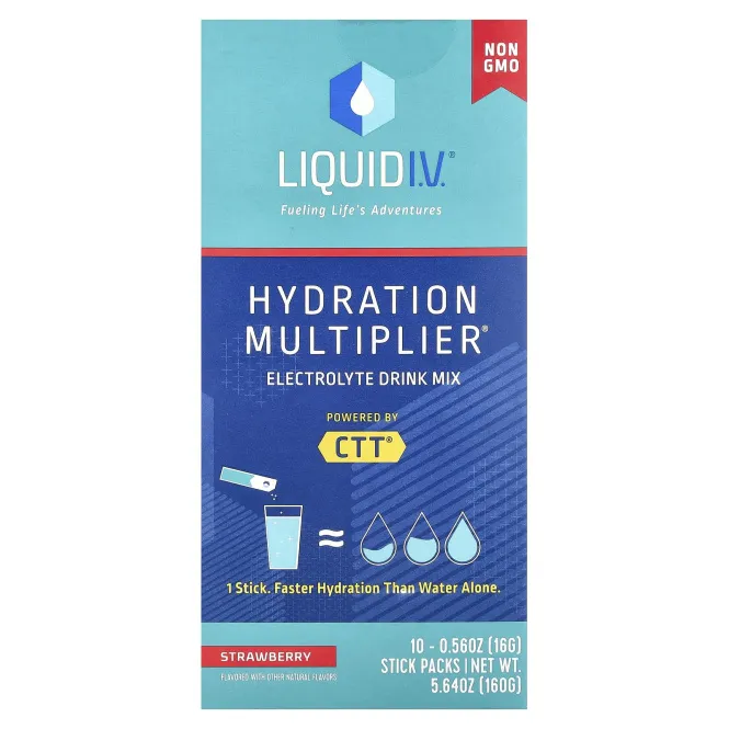 Liquid I.V., Hydration Multiplier, смесь для приготовления напитка с электролитом, клубника, 10 отдельных пакетиков по 16 г (0,56 унции)