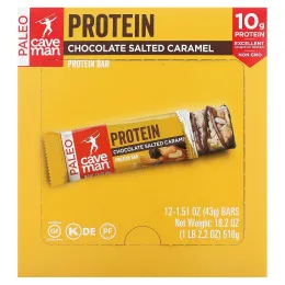 Caveman Foods, Протеиновые батончики, шоколад с соленой карамелью, 12 батончиков, 43 г (1,52 унции)