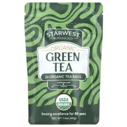 Starwest Botanicals, Органический зеленый чай, 20 чайных пакетиков, 40 г (1,4 унции)