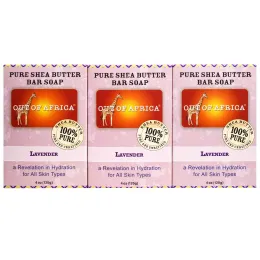 Out of Africa, Кусковое мыло с чистым маслом ши, лаванда, 3 штуки в упаковке, по 4 унции (120 г) каждое