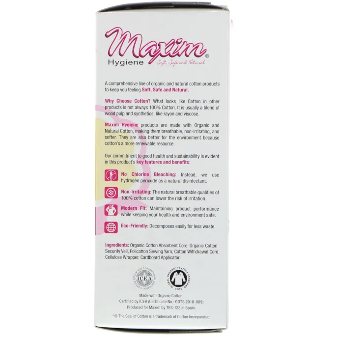 Maxim Hygiene Products, Organic Cotton Cardboard Applicator Tampons, Regular, 16 Tampons