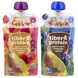 Happy Family Organics, Happy Tot®, клетчатка и белок, для детей от 2 лет, ассорти из 8 паучей по 113 г (4 унции)