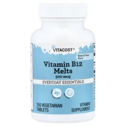 Vitacost, витамин B12, натуральный вишневый вкус, 500 мкг, 250 вегетарианских таблеток