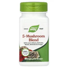 Nature's Way, смесь из 5 грибов, 60 капсул