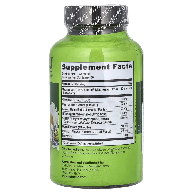 NATURELO, Формула для сна, 60 вегетарианских капсул