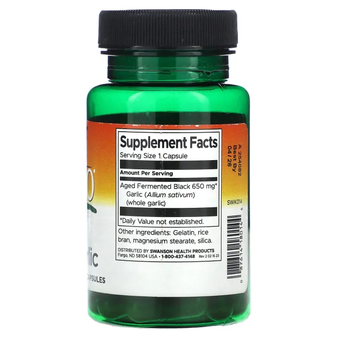 Swanson, Kyoto, выдержанный черный чеснок, 30 капсул