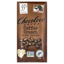 Chocolove, Кофейный кранч в темном шоколаде, 55% какао, 90 г (3,2 унции)