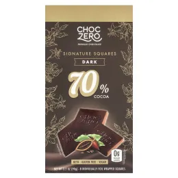 ChocZero, Signature Squares, темный шоколад, 70% какао, 8 квадратиков, 90 г (3,2 унции)