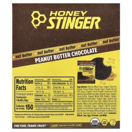 Honey Stinger, Energy, вафли с ореховой пастой, арахисовая паста и шоколад, 12 вафель по 30 г (1,06 унции)