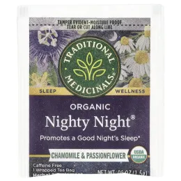 Traditional Medicinals, Organic Nighty Night, ромашка и пассифлора, без кофеина, 16 чайных пакетиков в упаковке, 24 г (0,85 унции)
