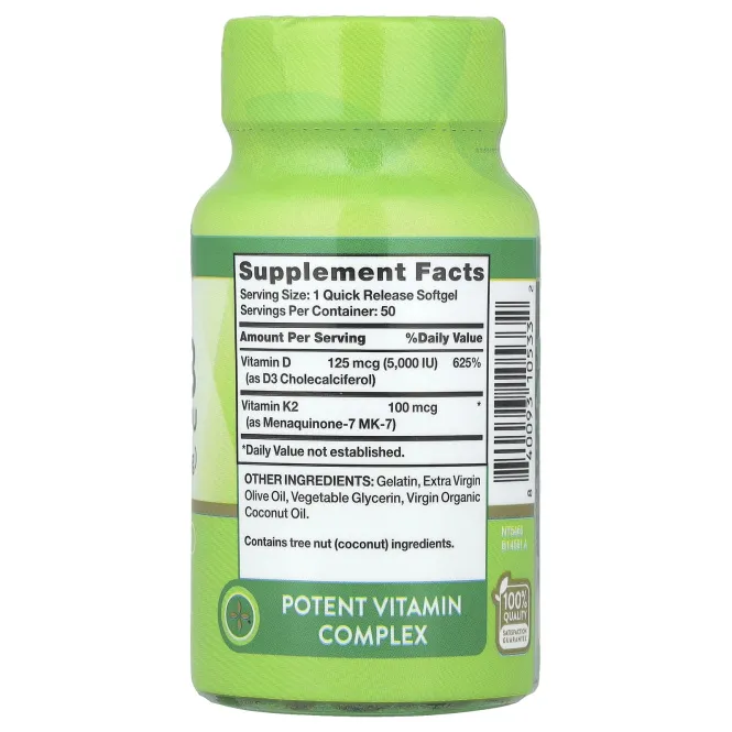 Nature's Truth, Ultra K2 + D3, 50 капсул быстрого высвобождения