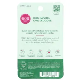 EOS, полностью натуральный бальзам для губ с маслом ши, ваниль, 7 г (0,25 унции)