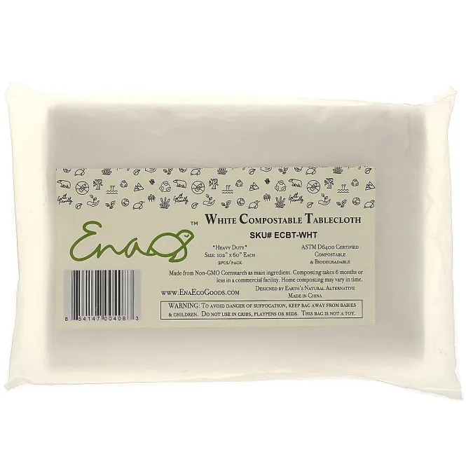 Earth's Natural Alternative, Compostable Tablecloth, White, 2 Count