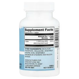 Vitacost, Everyday Essentials, Folic Acid, 800 mcg, 250 Tablets