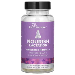 Eu Natural, Nourish Lactation, пажитник и моринга +, 60 вегетарианских капсул