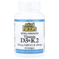 Natural Factors, витамины D3 и K2, 60 мягких таблеток