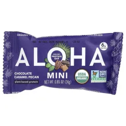Aloha, Organic Protein Mini Bars, Chocolate Caramel Pecan, 20 Bars, 0.85 oz (24 g) Each